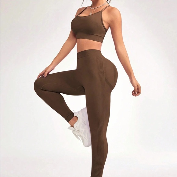 Brown Women's Active Seamless Set New - Picture 4 of 9